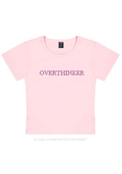 Embroidered Overthinker Y2K Baby Tee Cherrykitten