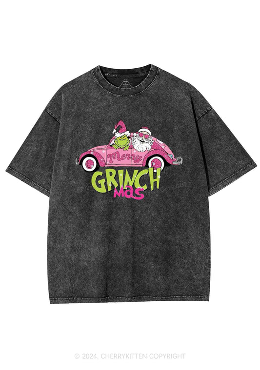 Christmas Pink Car Y2K Washed Tee Cherrykitten