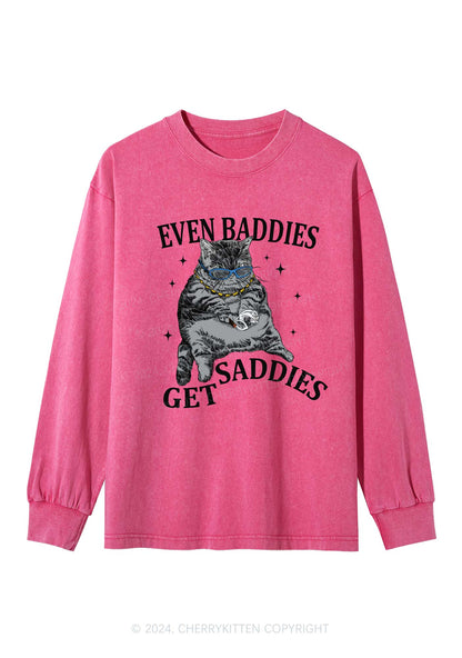 Even Baddies Get Saddies Y2K Washed Long Sleeves Cherrykitten