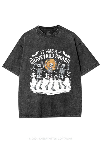 Halloween Graveyard Smash Y2K Washed Tee Cherrykitten