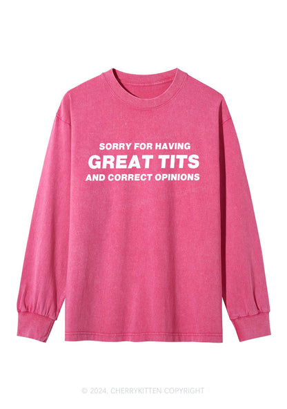 Sorry For Having Correct Opinions Y2K Washed Long Sleeves Cherrykitten