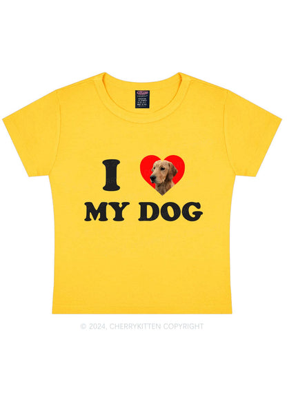 I Love My Dog Custom Photo Y2K Baby Tee Cherrykitten