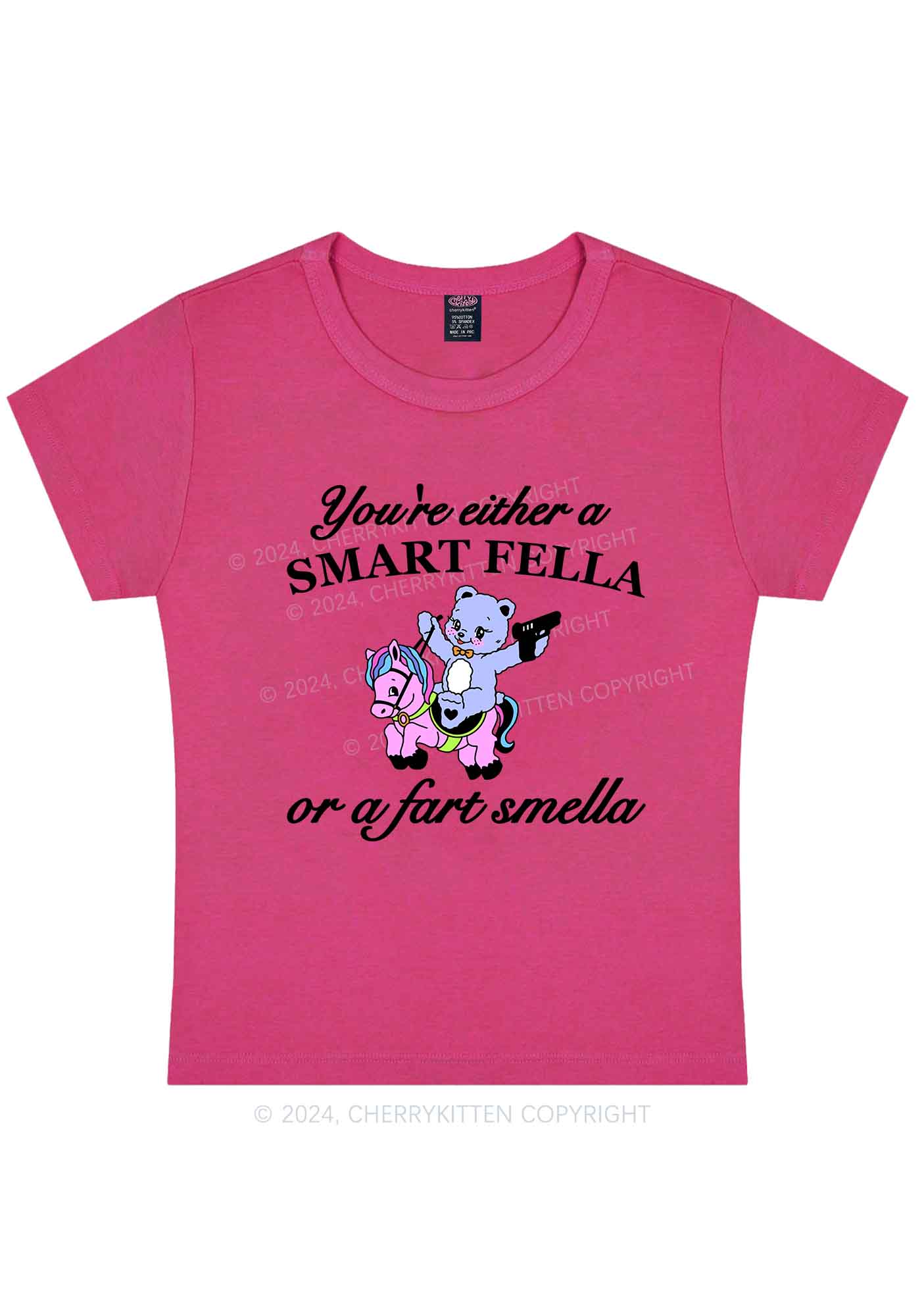 Smart Fella Y2K Baby Tee Cherrykitten