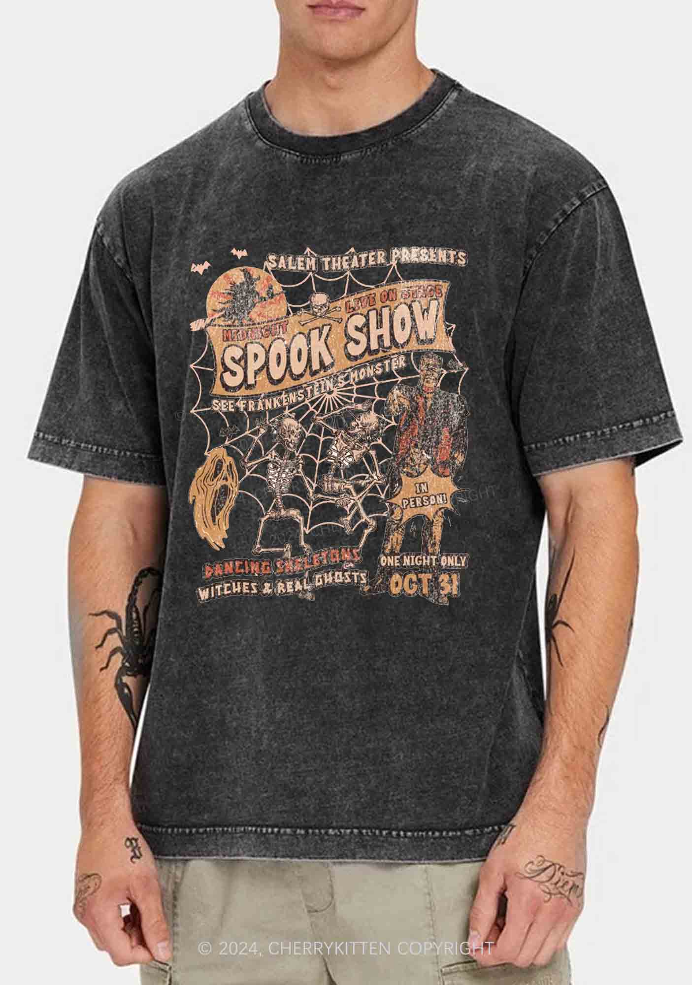 Halloween Spook Show Y2K Washed Tee Cherrykitten