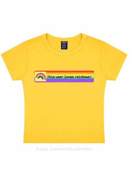 This User Loves Rainbows Y2K Baby Tee Cherrykitten