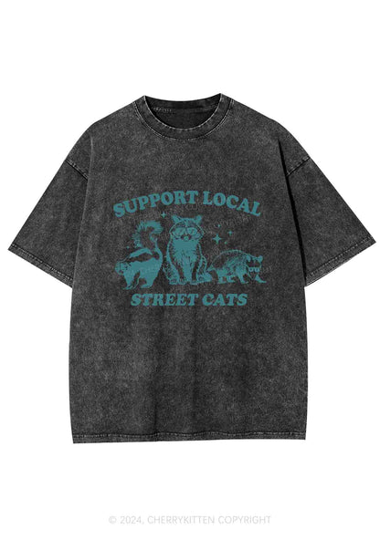 Support Local Street Cats Y2K Washed Tee Cherrykitten