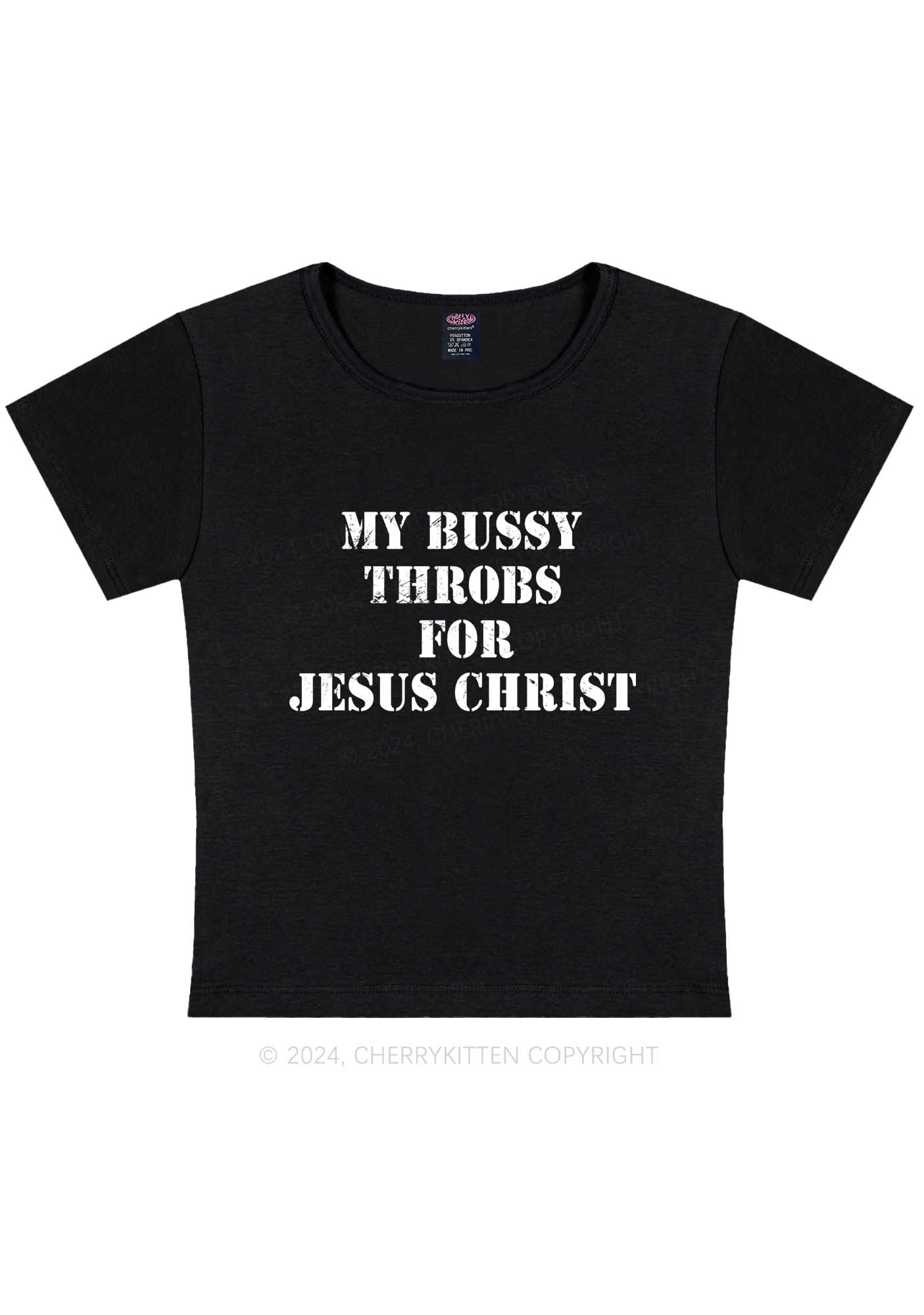 Curvy Throb For Jesus Y2K Baby Tee Cherrykitten