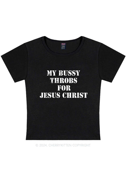 Curvy Throb For Jesus Y2K Baby Tee Cherrykitten