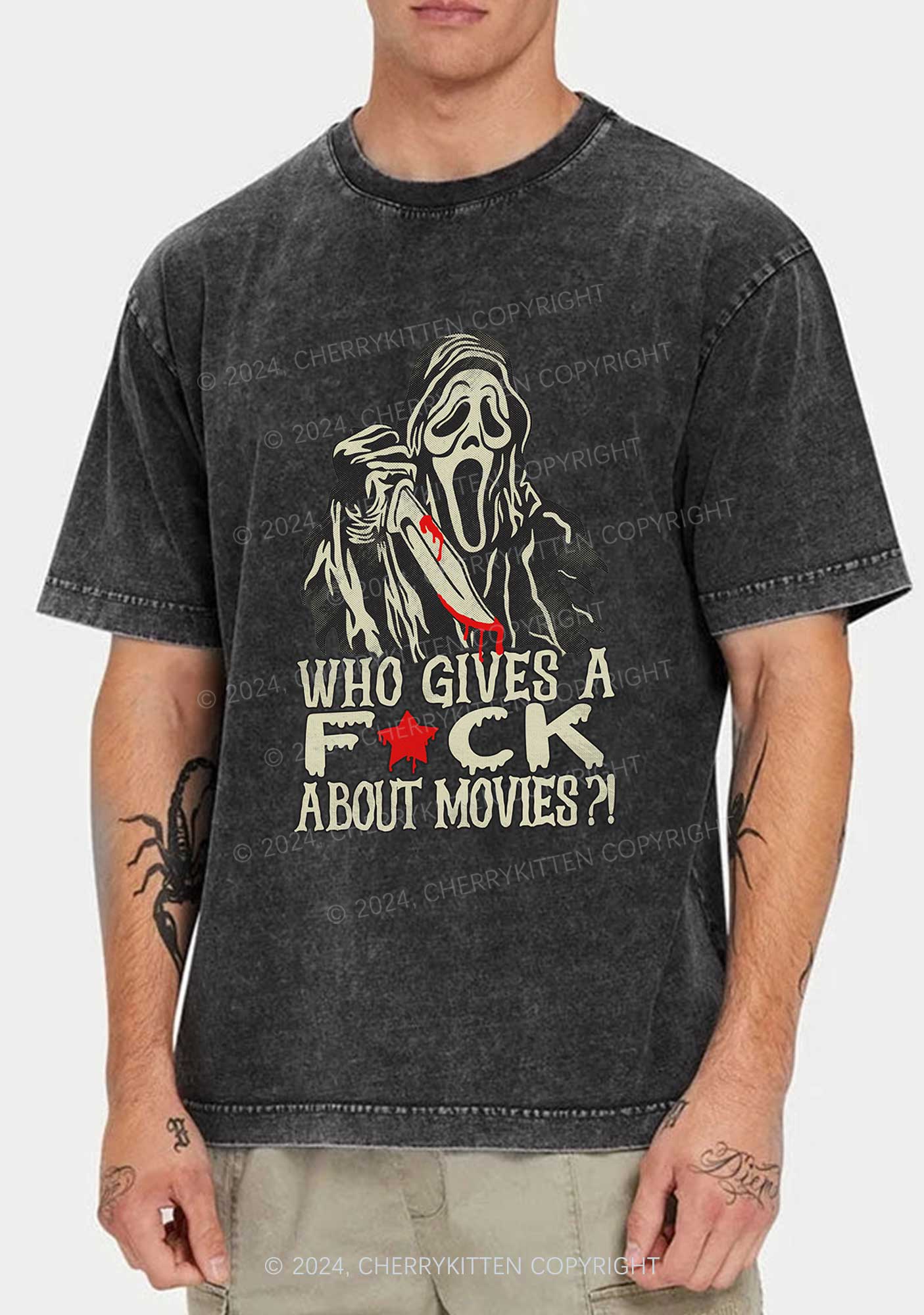 Halloween Fxxk Movies Y2K Washed Tee Cherrykitten