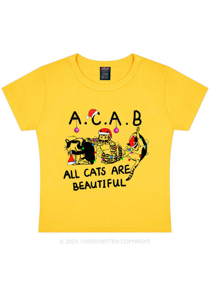 Christmas ACAB Cats Y2K Baby Tee Cherrykitten