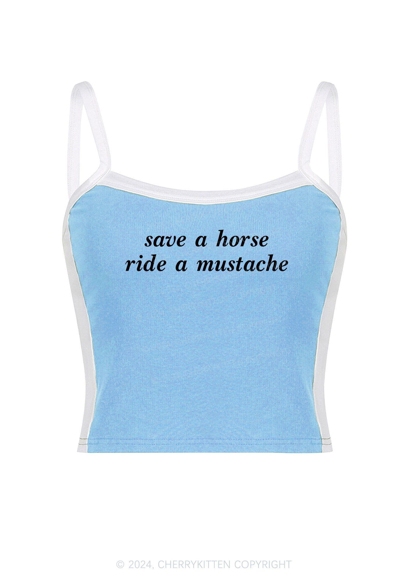 Ride A Mustache Y2K Color Block Crop Cami Top Cherrykitten