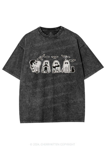 Halloween Ghost Cat Y2K Washed Tee Cherrykitten