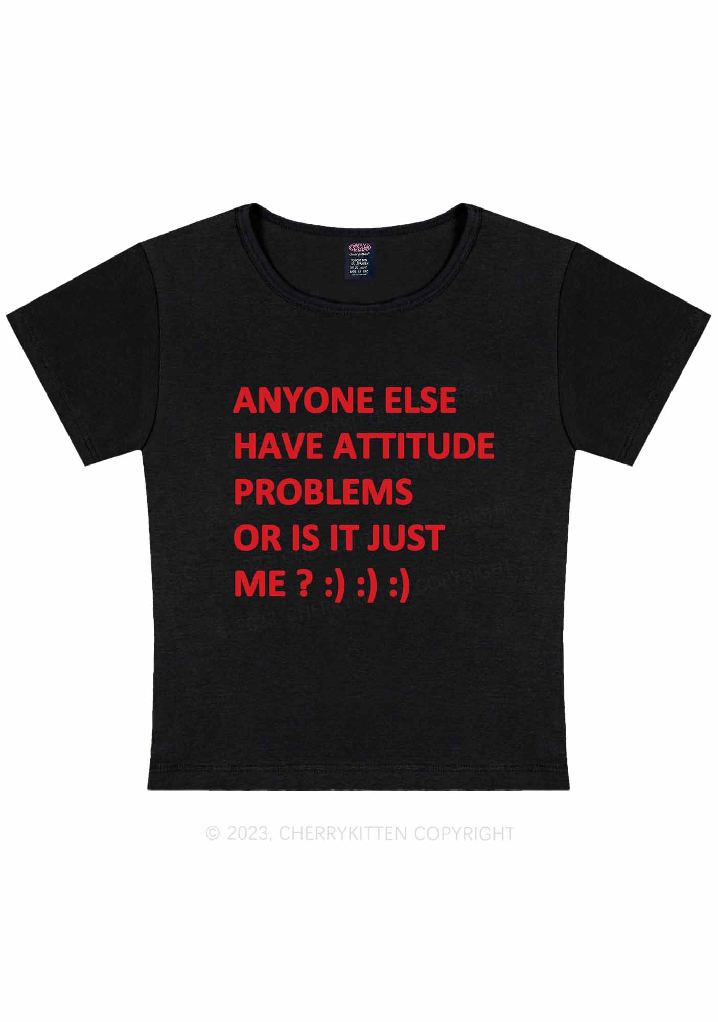 Curvy Just Me Have Attitude Problems Y2K Baby Tee Cherrykitten