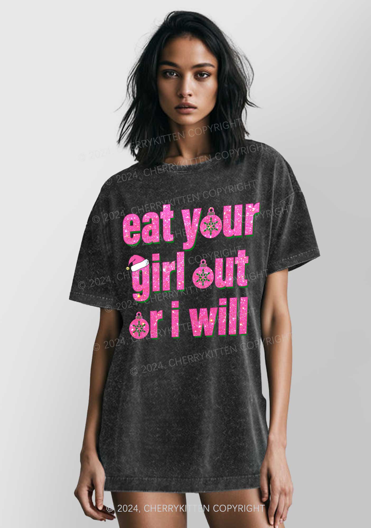 Christmas Eat Your Girl Y2K Washed Tank Cherrykitten