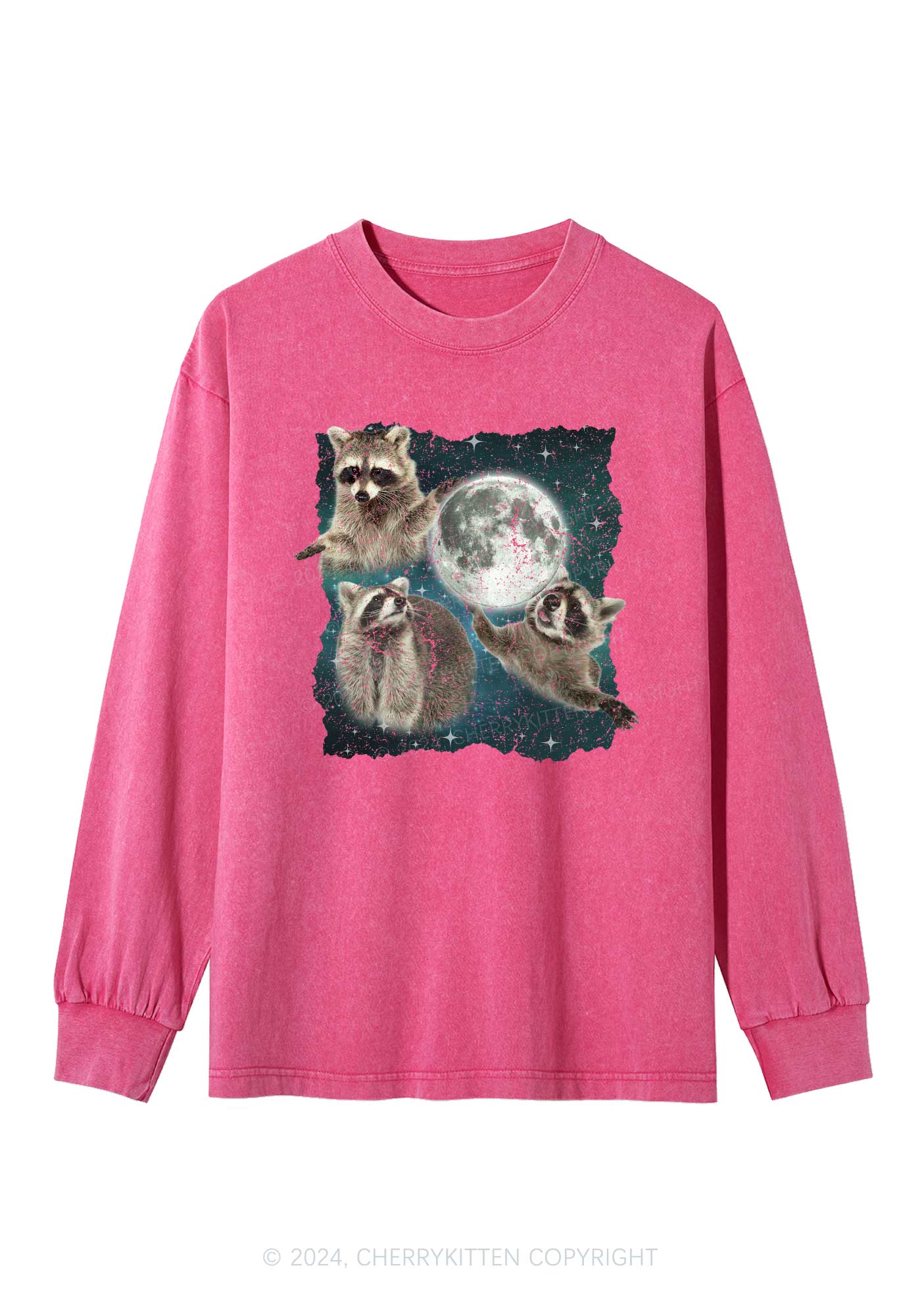 Raccoon Moon Y2K Washed Long Sleeves Cherrykitten