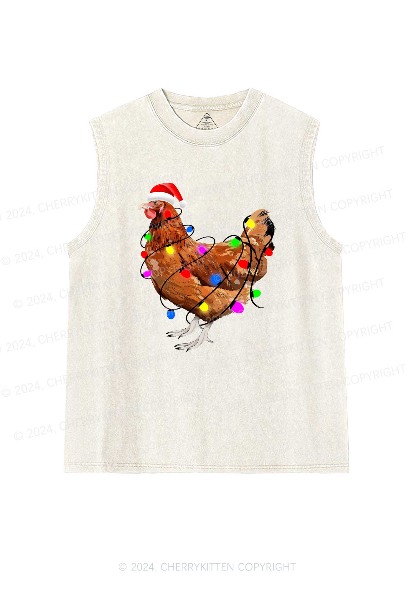 Christmas Hen Y2K Washed Tank Cherrykitten