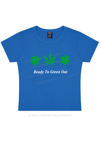 Ready To Green Out St Patricks Y2K Baby Tee Cherrykitten