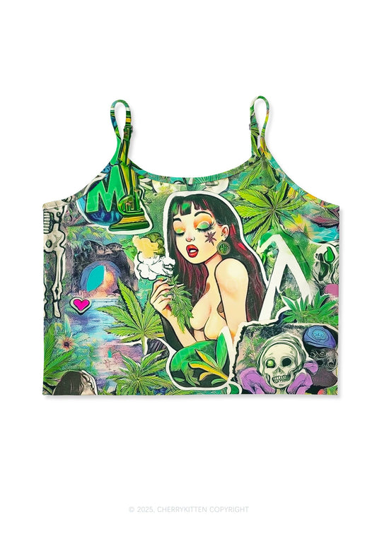 Smoking Girl Y2K Print Cami Crop Top Cherrykitten