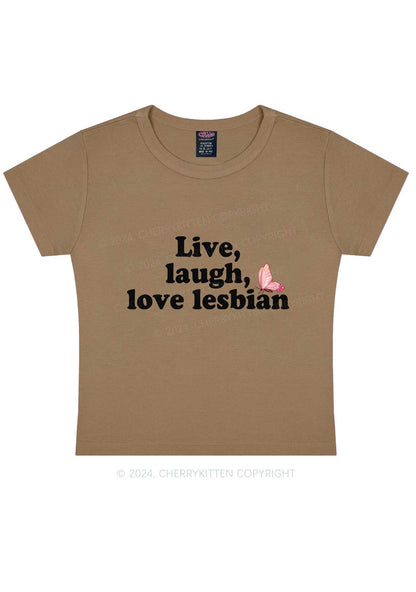 Live Laugh Love Lesbian Y2K Baby Tee Cherrykitten