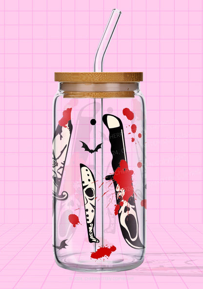 Halloween Bloody Dagger Y2K Printed Glass Cup Cherrykitten