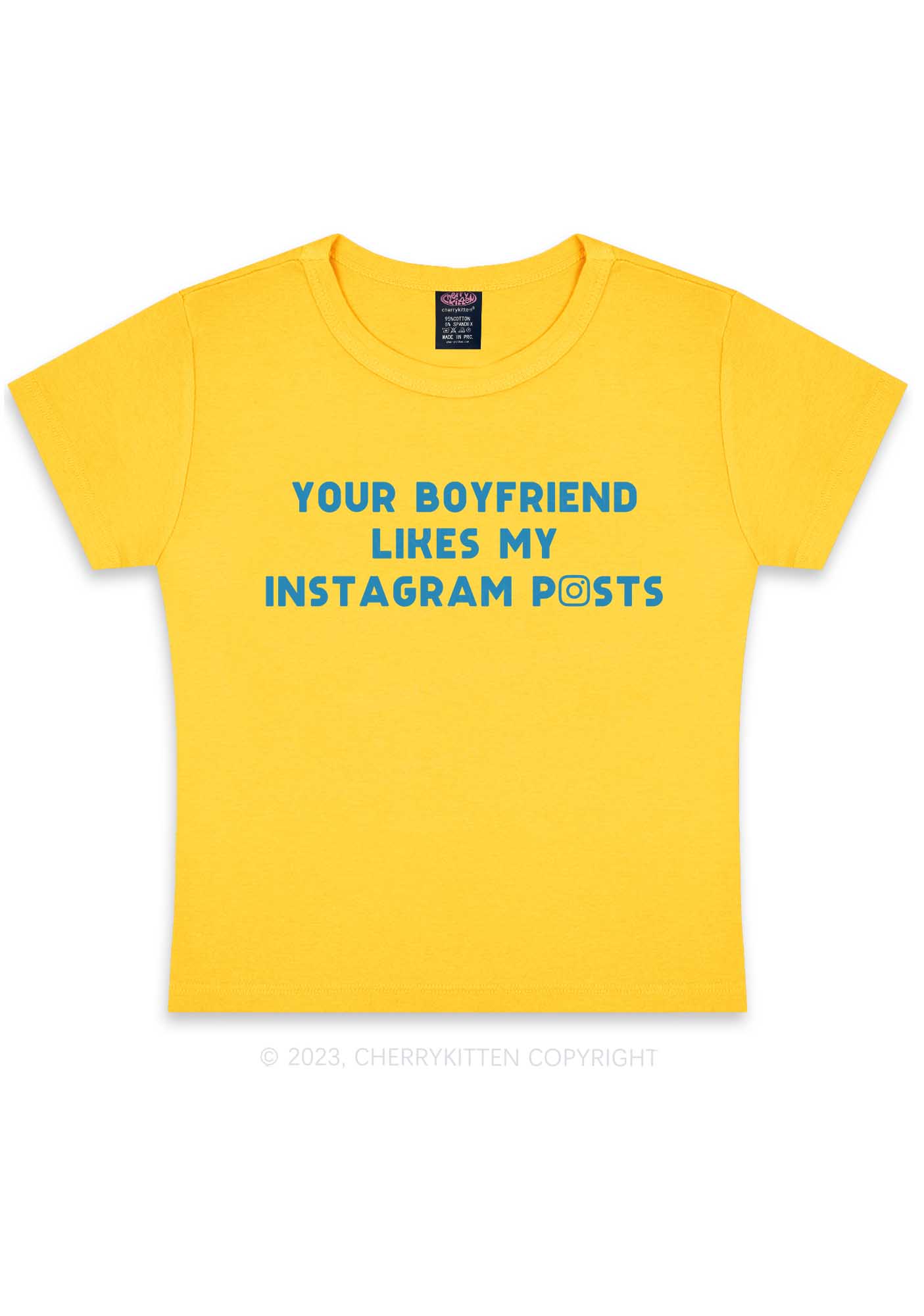 Your BF Likes My Posts Y2K Baby Tee Cherrykitten