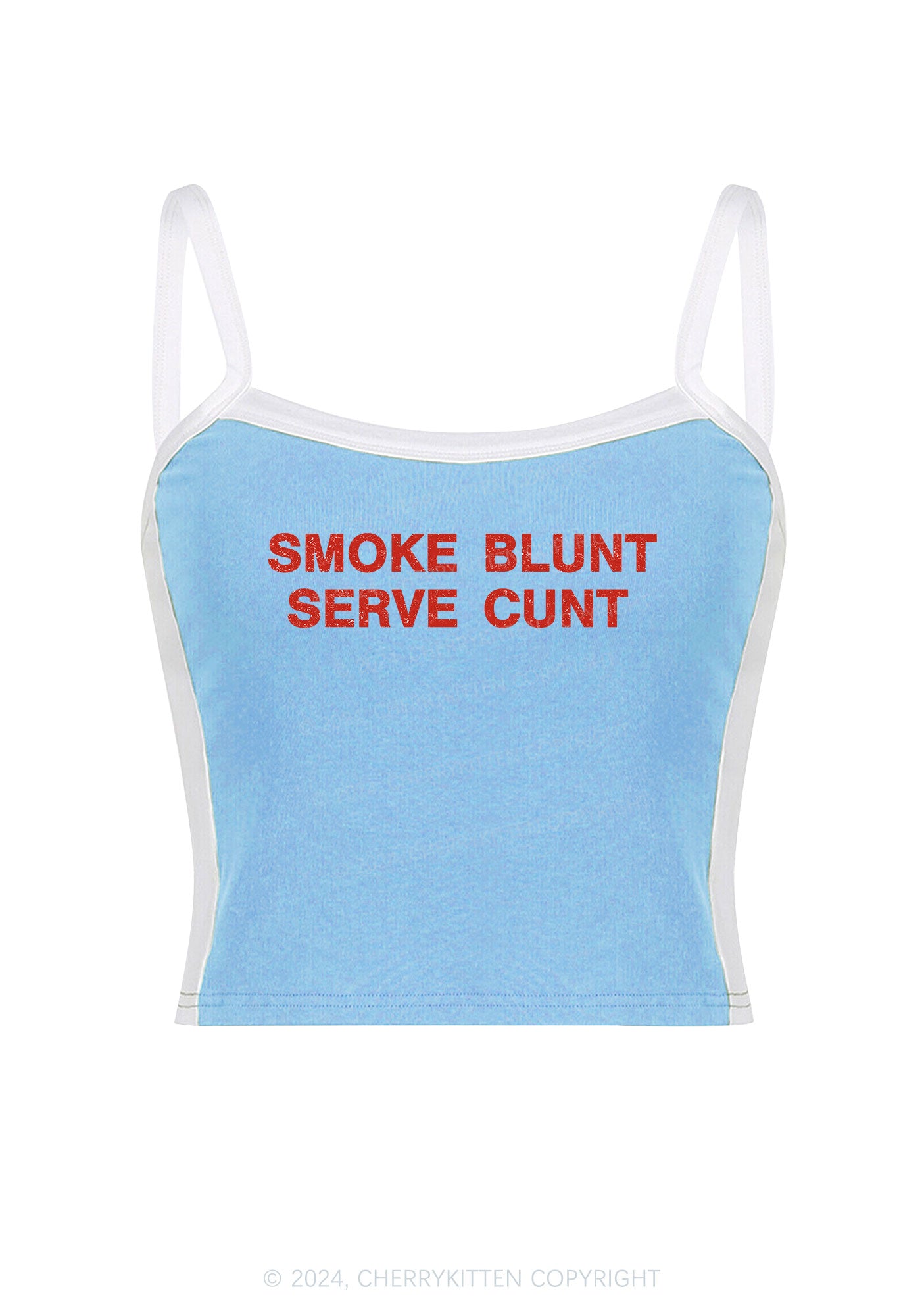 Smoke Blunt Y2K Color Block Crop Cami Top Cherrykitten