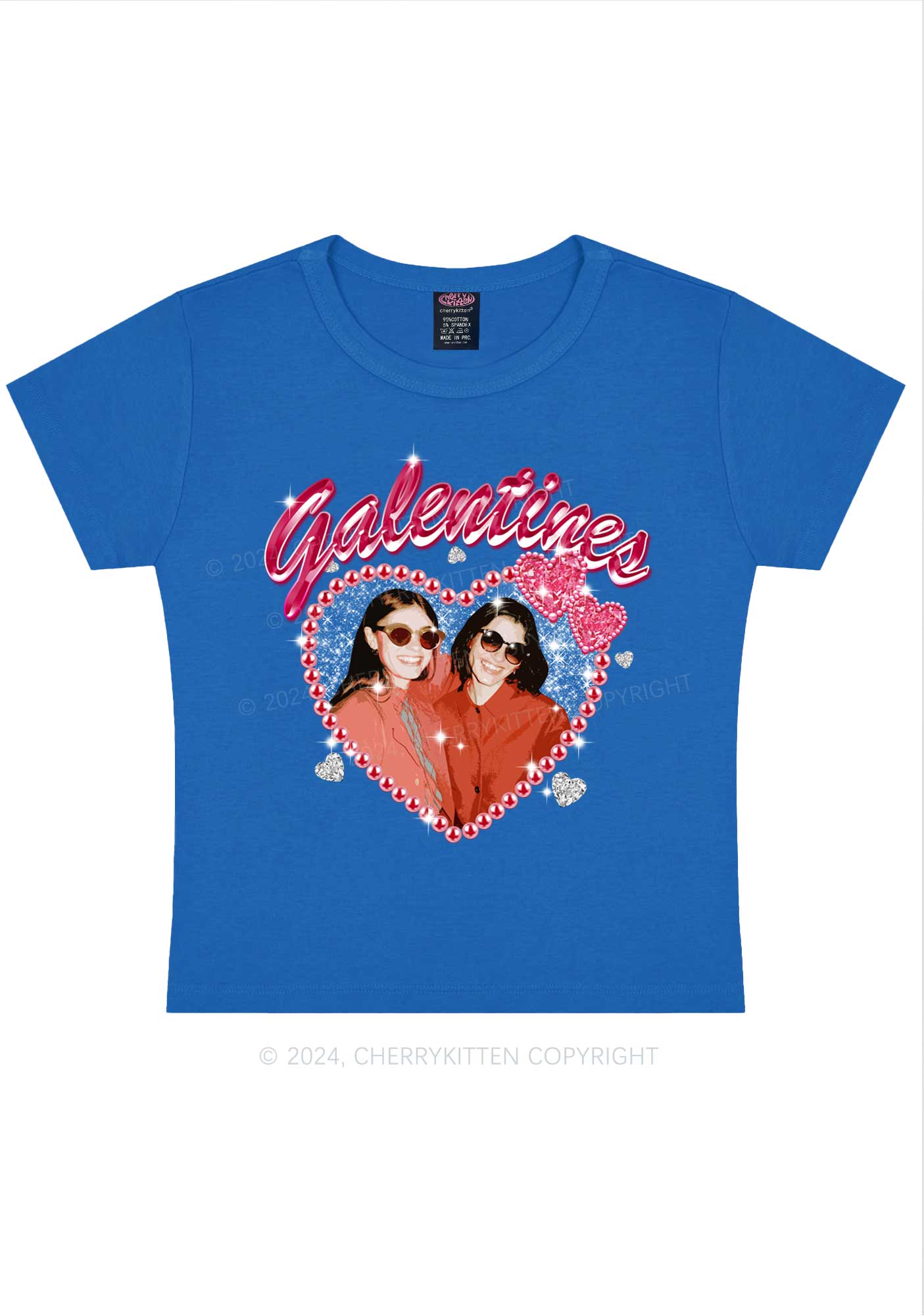 Custom Galentines Photo Y2K Valentine's Day Baby Tee Cherrykitten