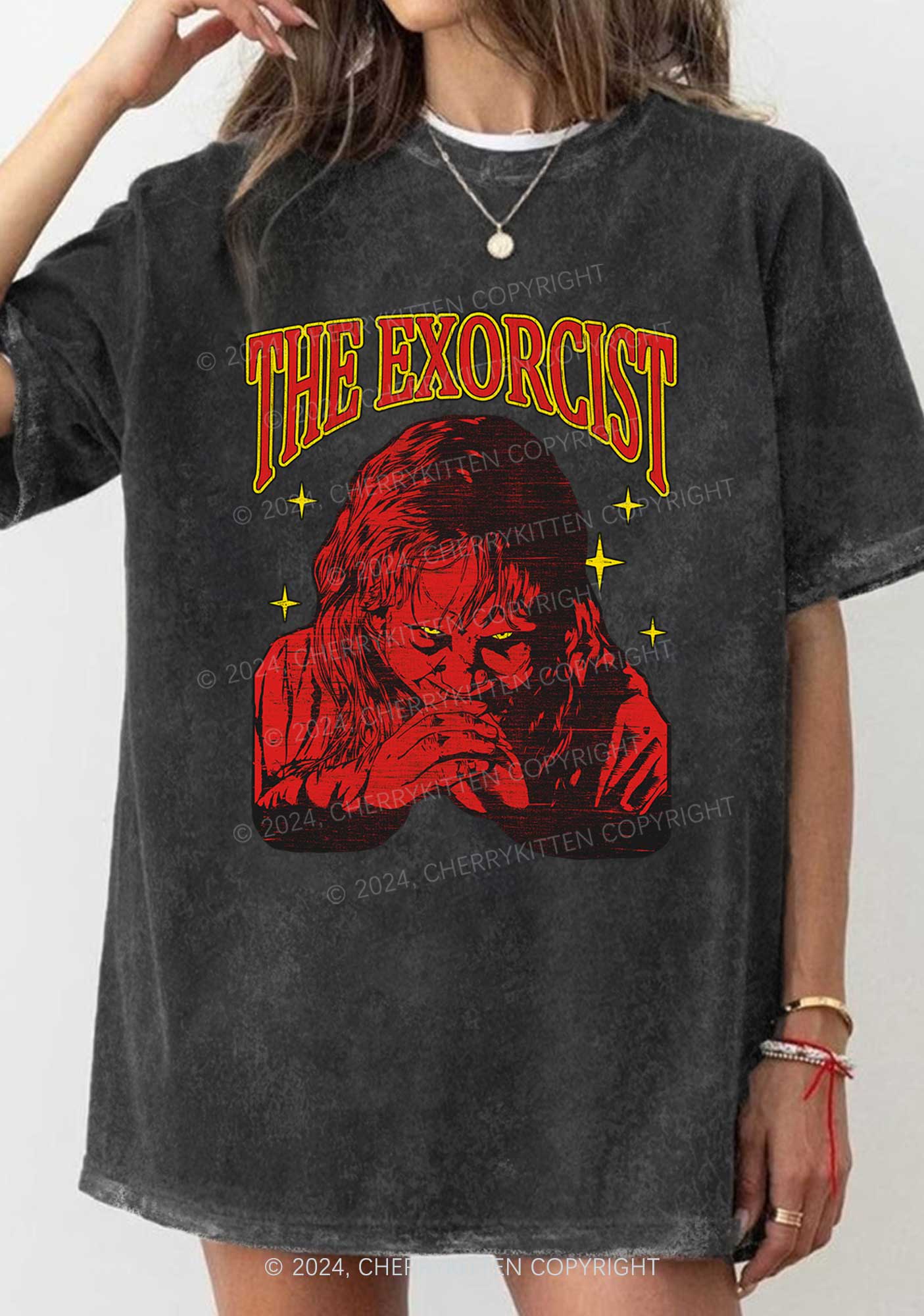 Halloween The Exorcist Y2K Washed Tee Cherrykitten