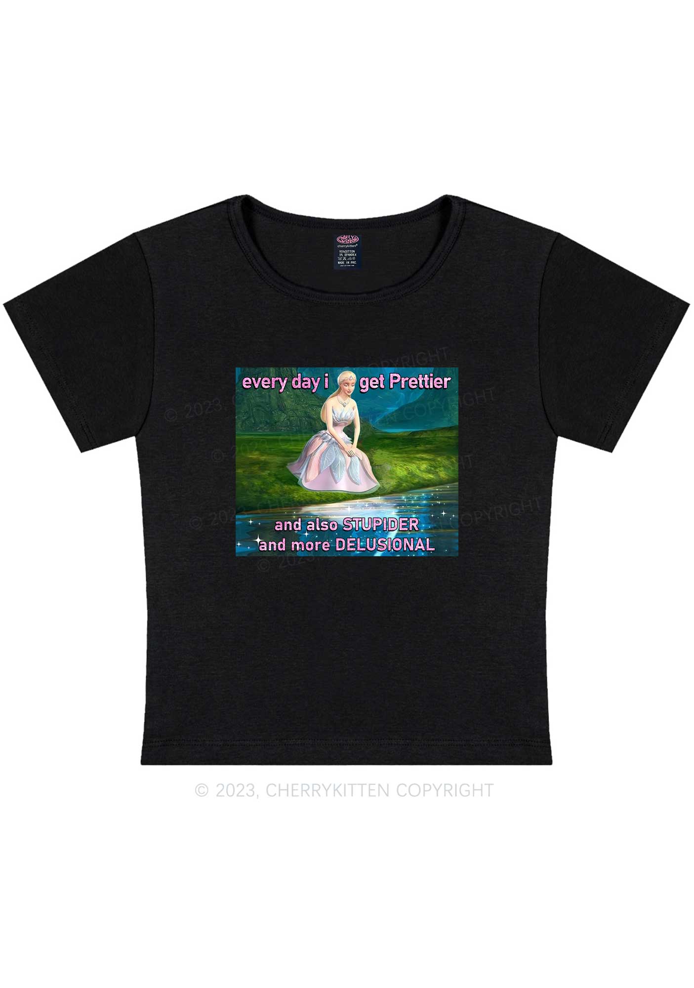 Curvy Prettier Stupider Delusional Y2K Baby Tee Cherrykitten