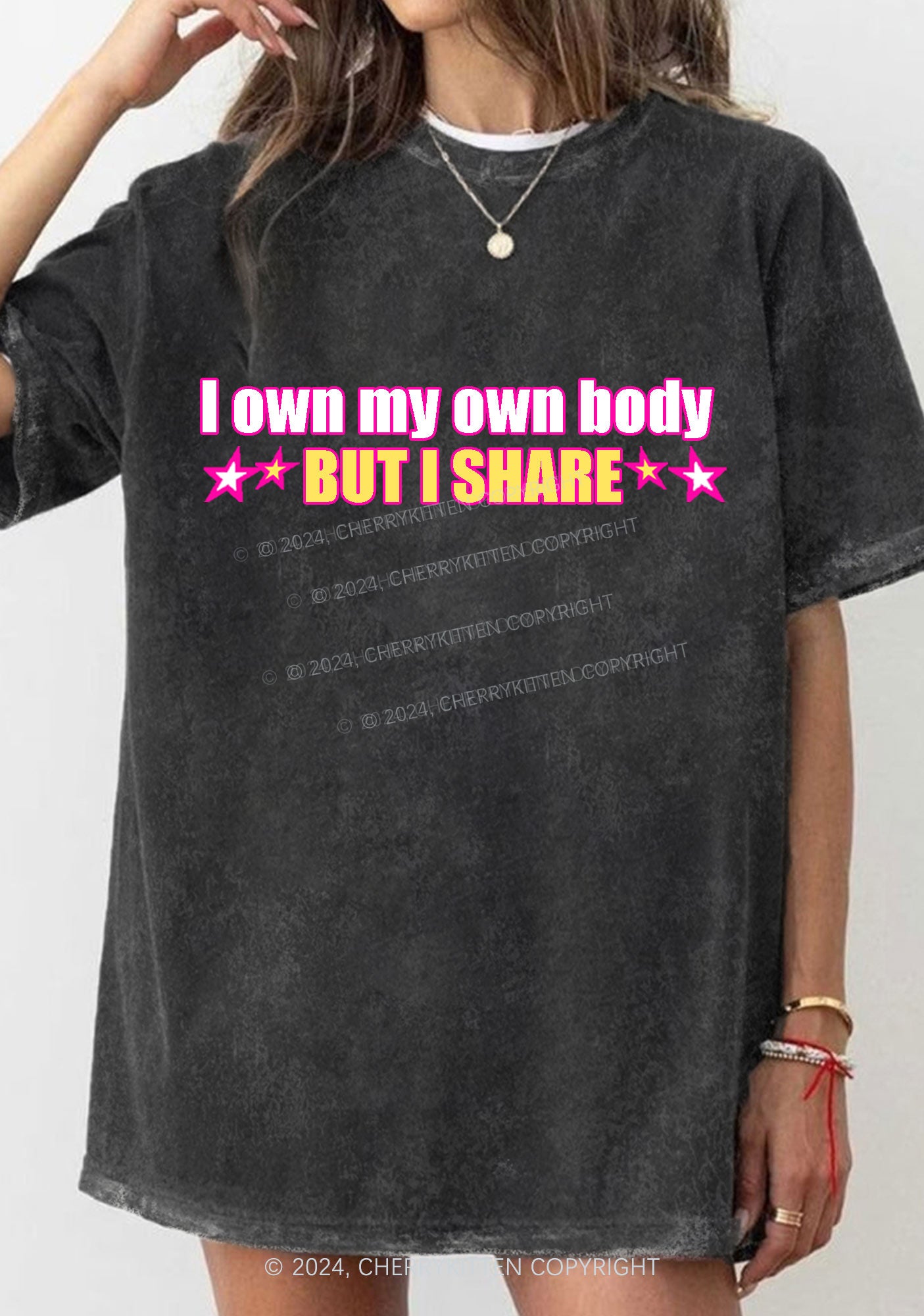 I Own My Own Body Y2K Washed Tee Cherrykitten