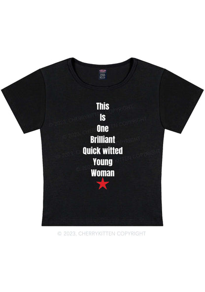 Curvy Brilliant Witted Young Woman Y2K Baby Tee Cherrykitten