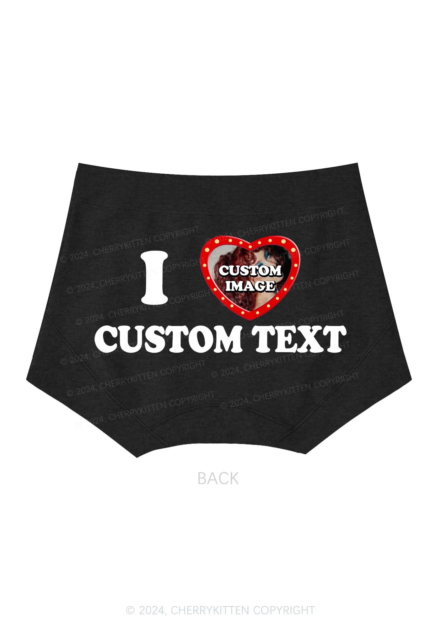 Custom Text&Photo Y2K Mid Rise Waist Boyshort Cherrykitten