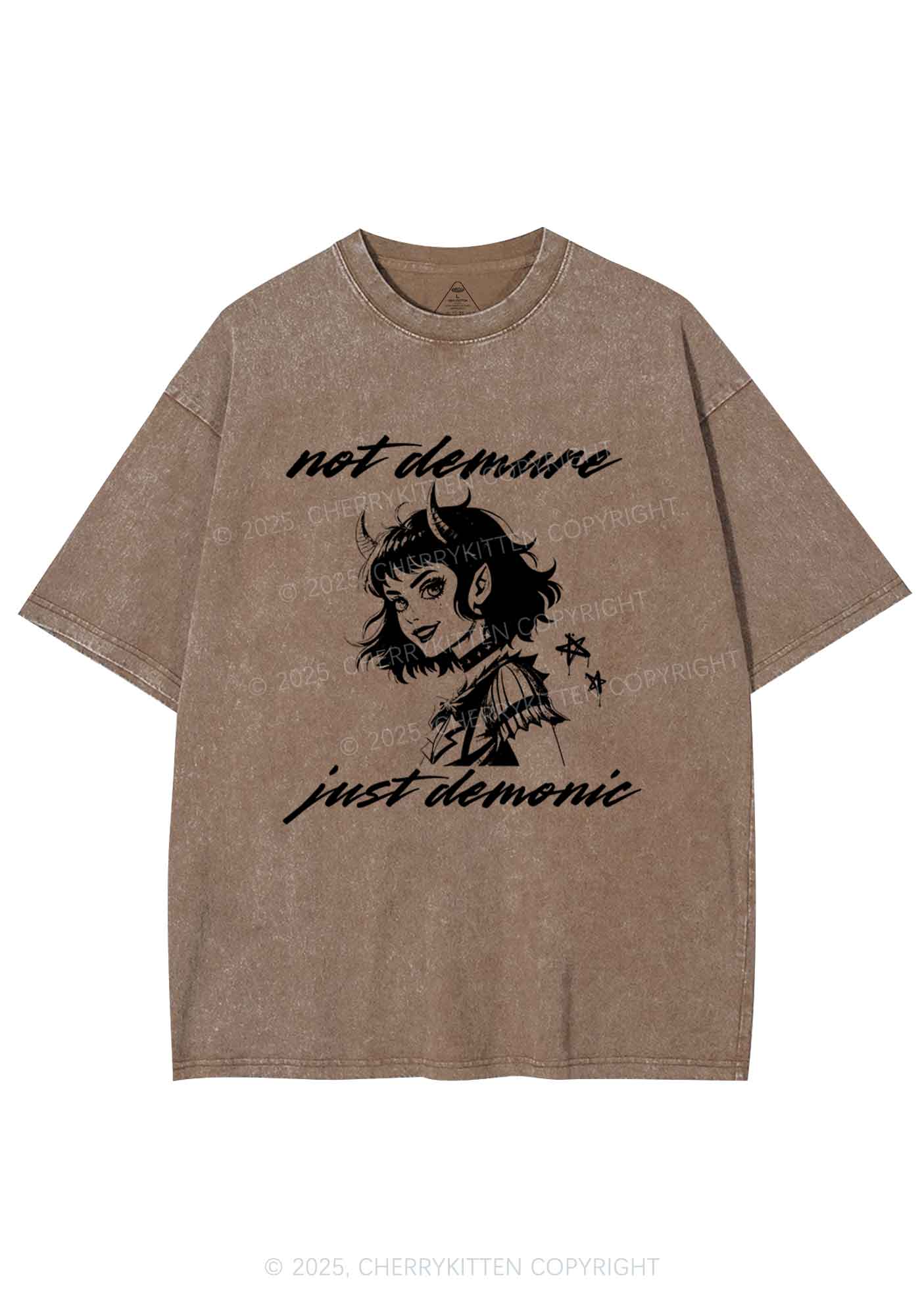 Not Demure Just Demonic Y2K Washed Tee Cherrykitten