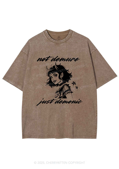 Not Demure Just Demonic Y2K Washed Tee Cherrykitten