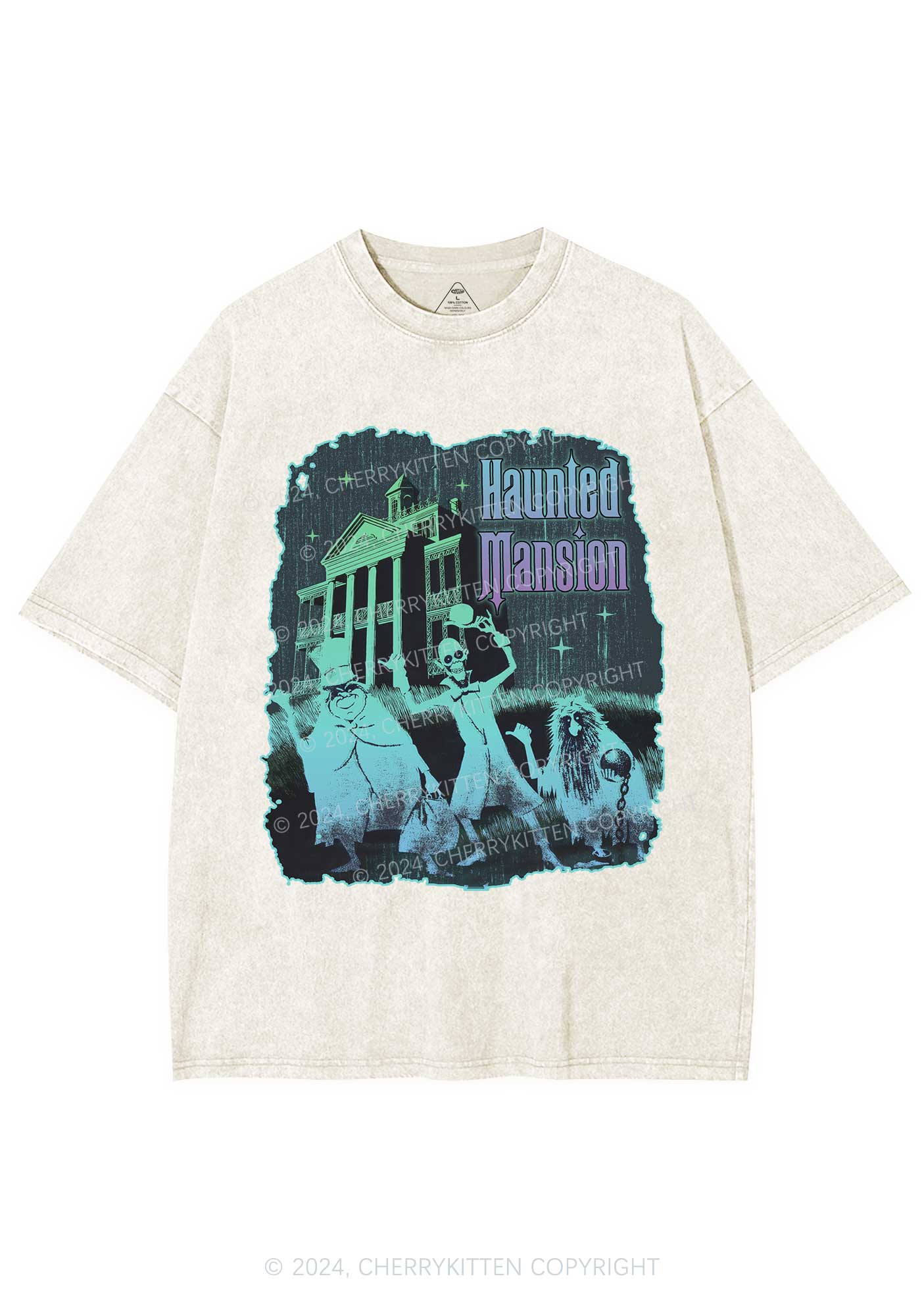 Halloween Haunted Mansion Y2K Washed Tee Cherrykitten