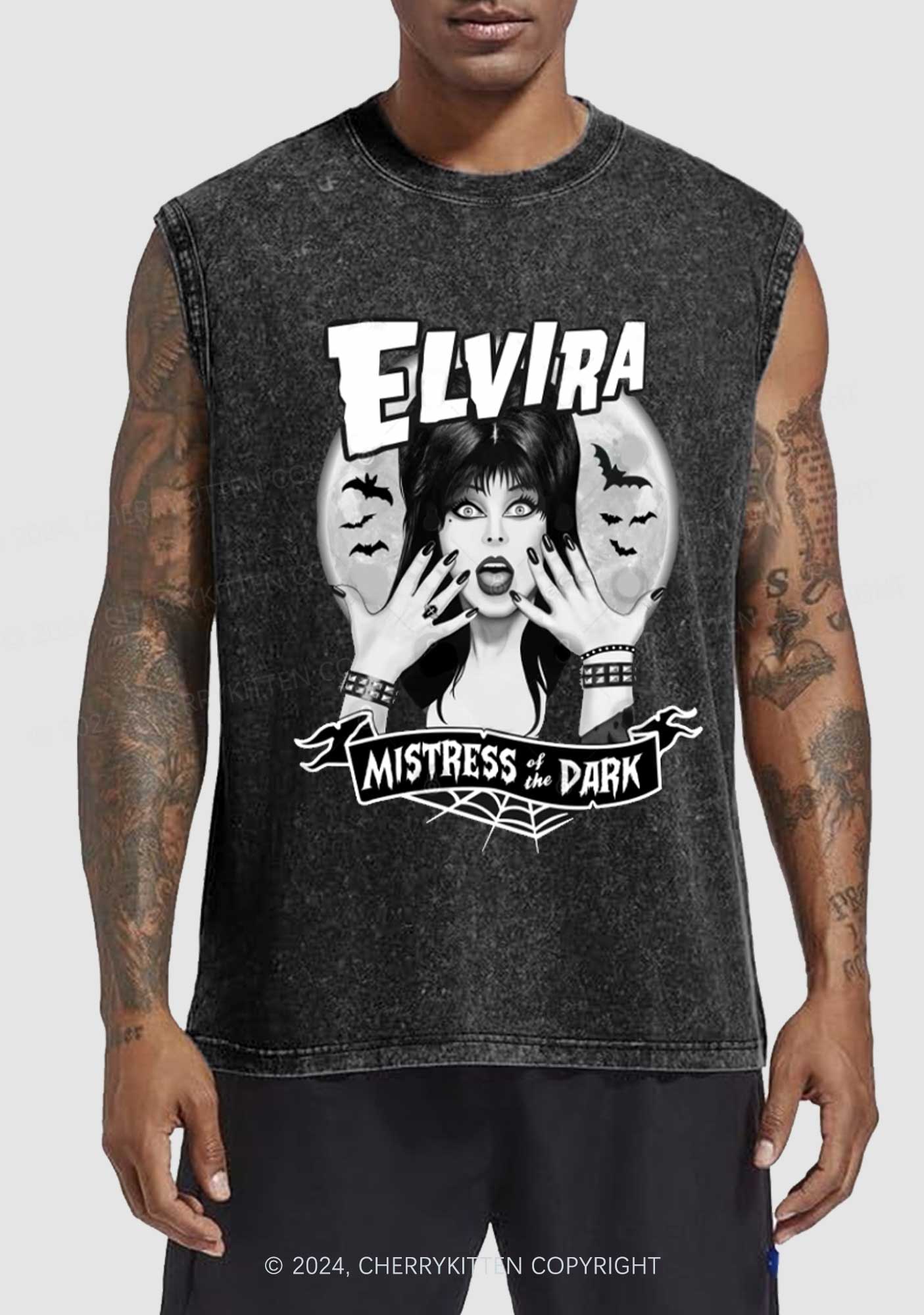 Halloween Mistress Dark Y2K Washed Tank Cherrykitten