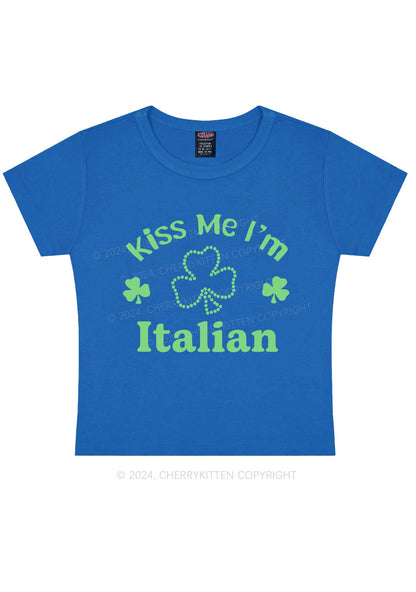 Kiss Me Im Italian St Patricks Y2K Baby Tee Cherrykitten