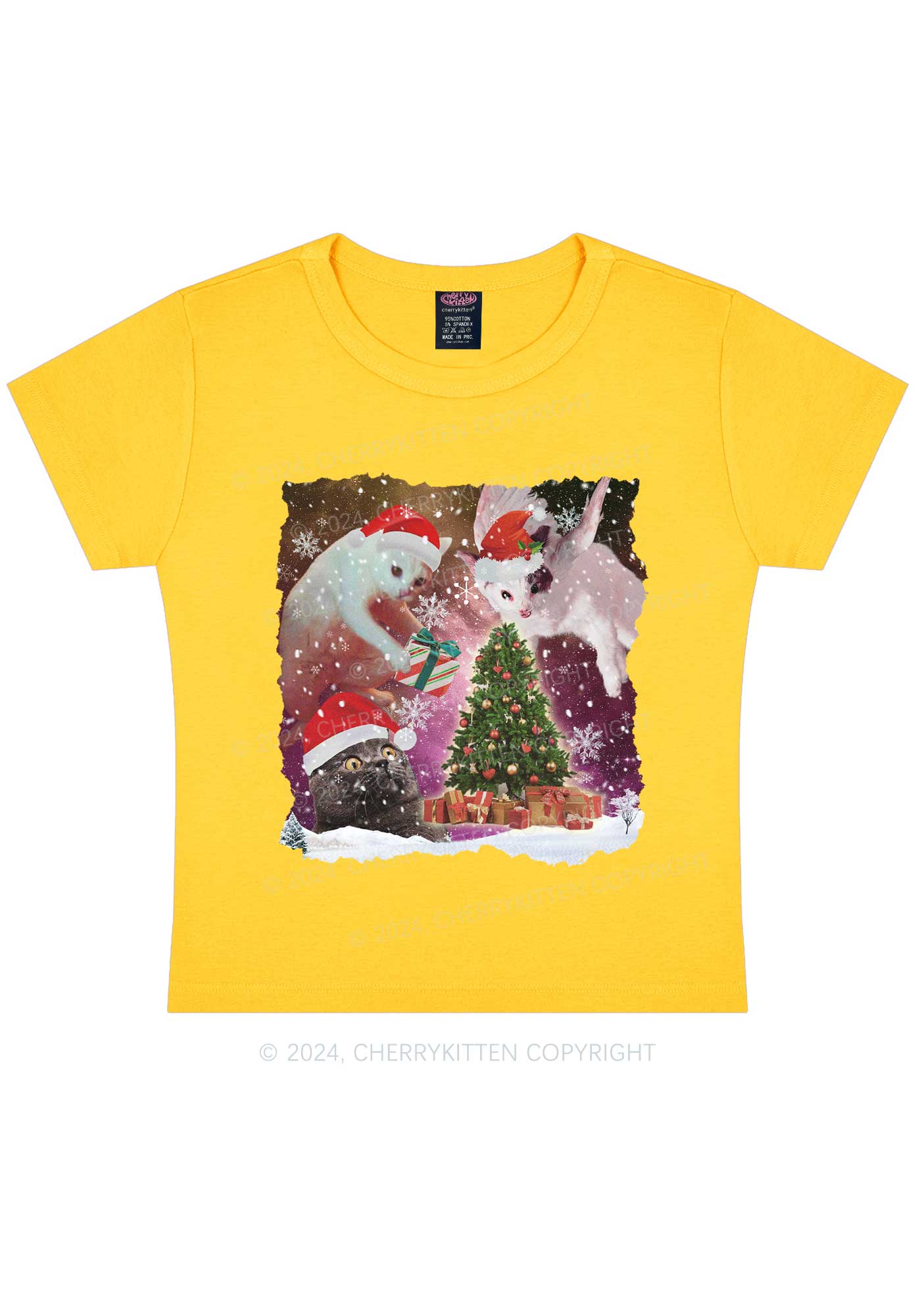 Christmas Cats Gift Y2K Baby Tee Cherrykitten