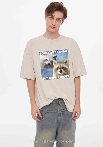 Raccoon Sometimes Think Y2K Washed Tee Cherrykitten