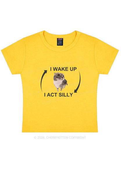 Wake Up Act Silly Y2K Baby Tee Cherrykitten