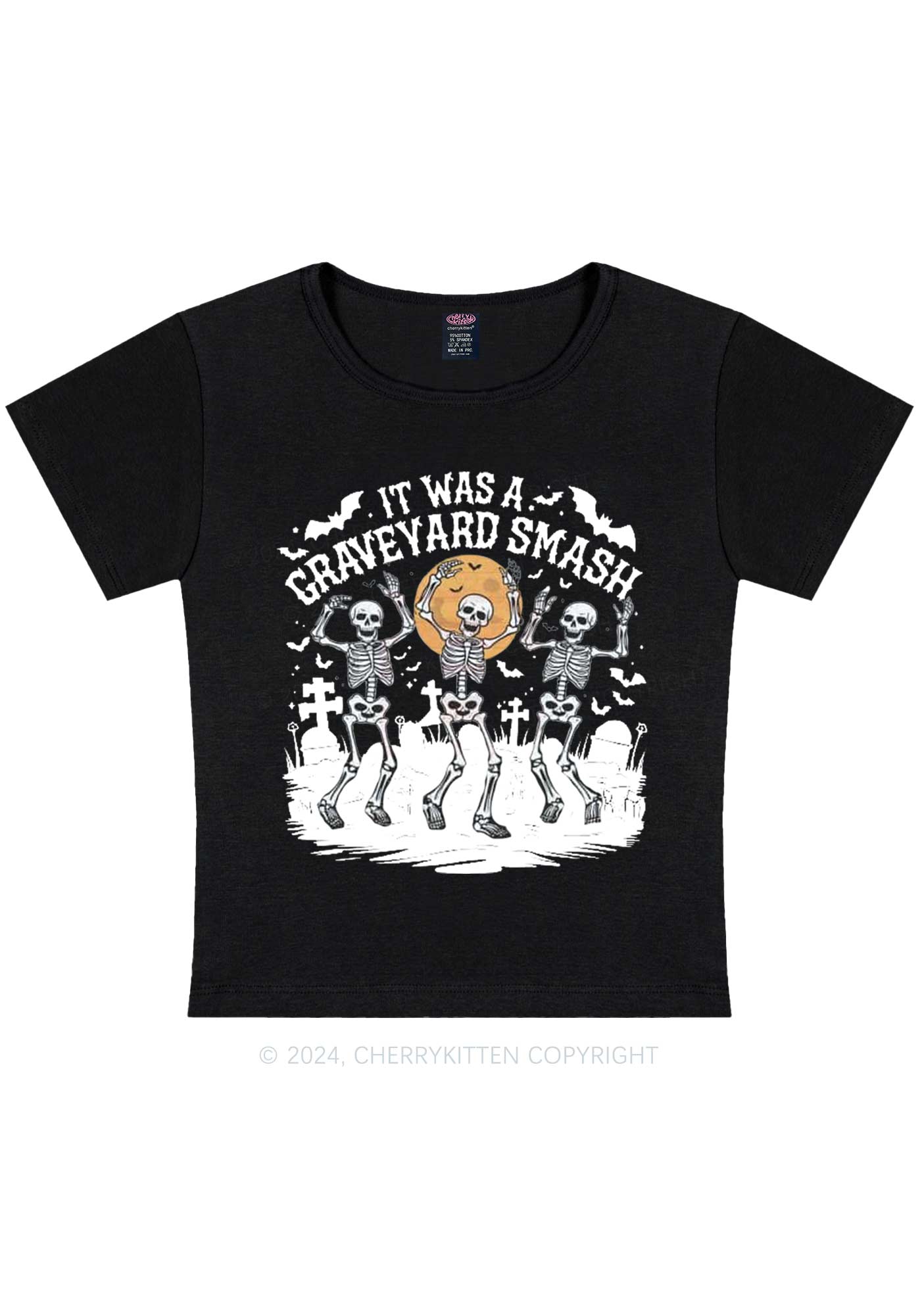 Halloween Graveyard Smash Y2K Baby Tee Cherrykitten