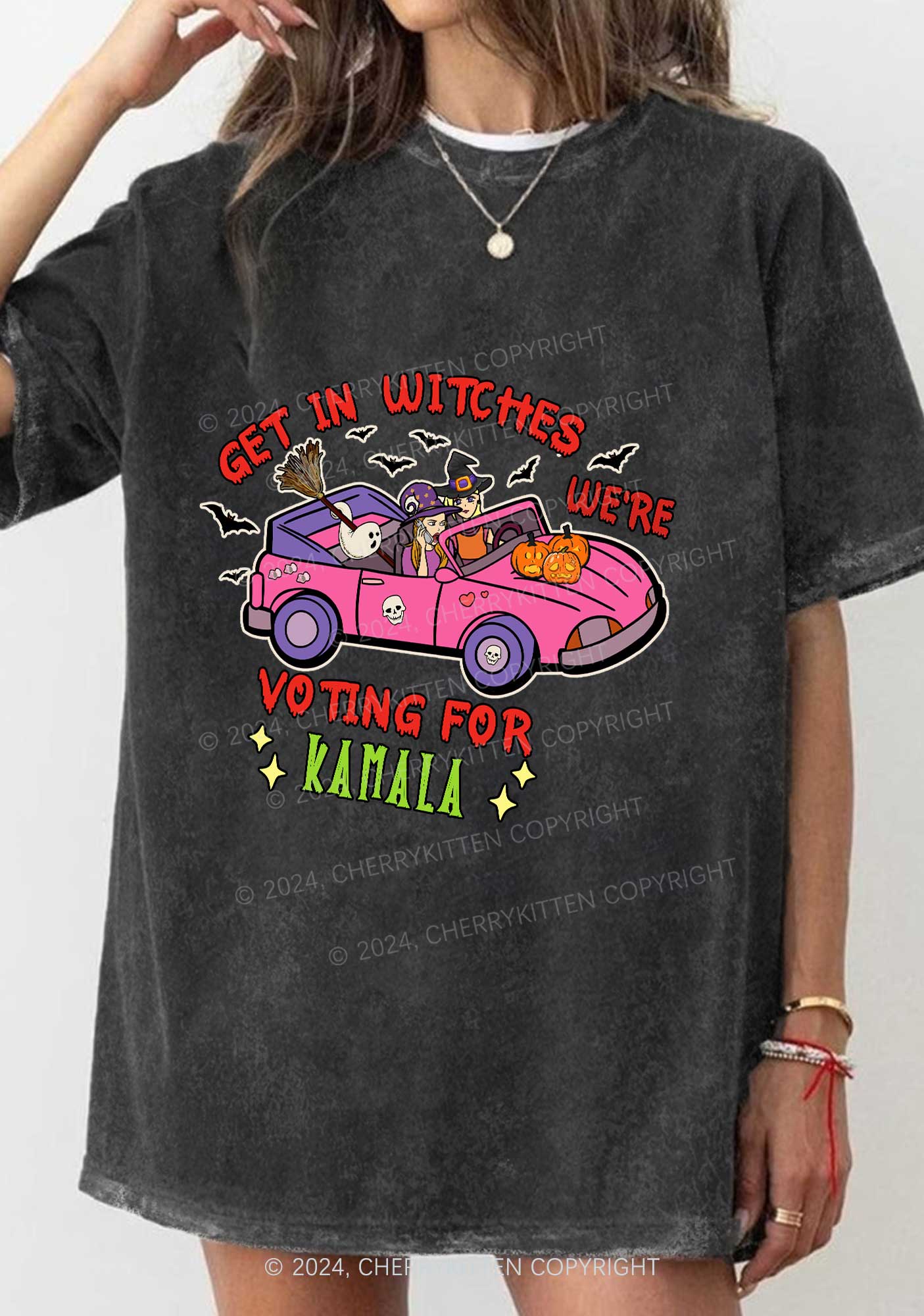 Halloween Get In Witches Y2K Washed Tee Cherrykitten