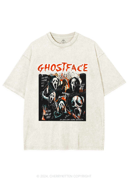 Halloween Scream Ghost Y2K Washed Tee Cherrykitten