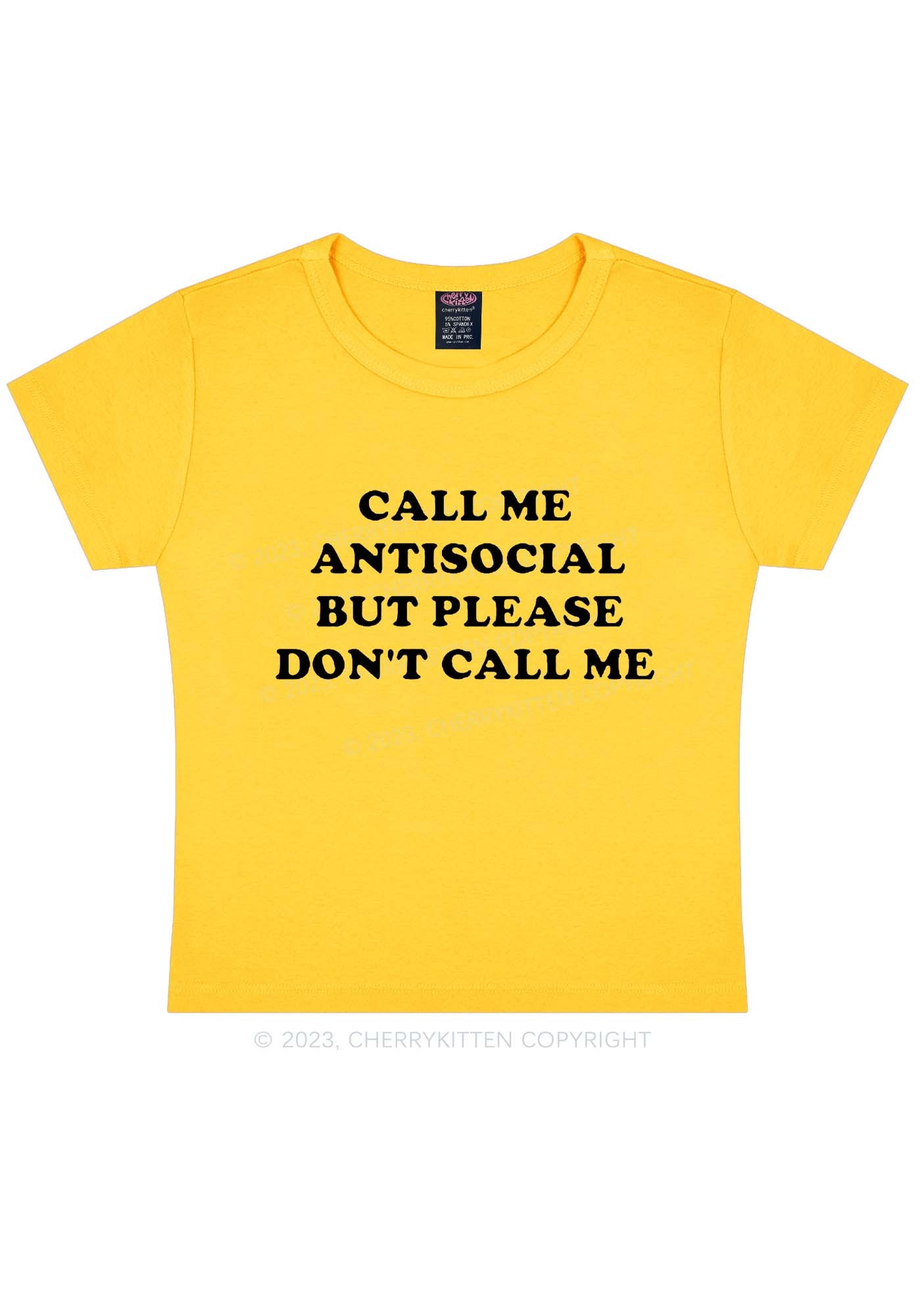 Call Me Antisocial Y2K Baby Tee Cherrykitten