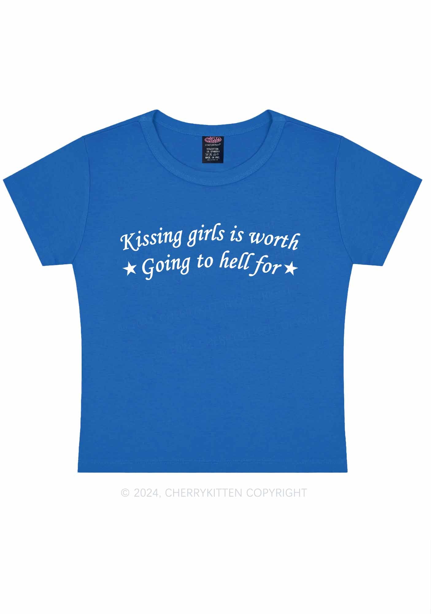 Kissing Girls is Worth Y2K Baby Tee Cherrykitten