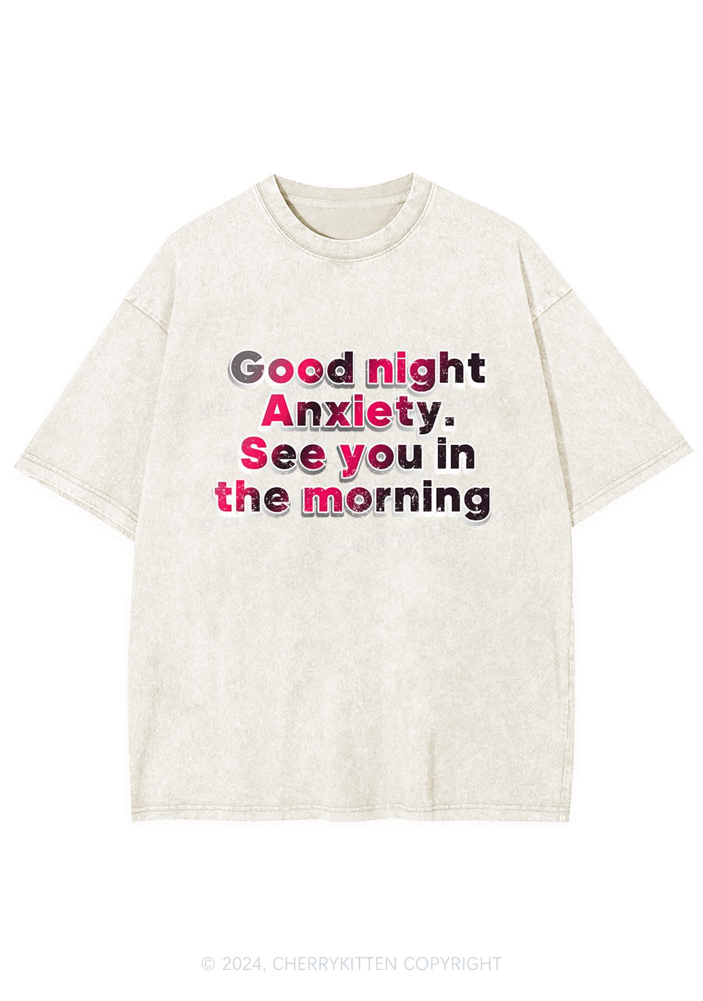 Good Night Anxiety Y2K Washed Tee Cherrykitten