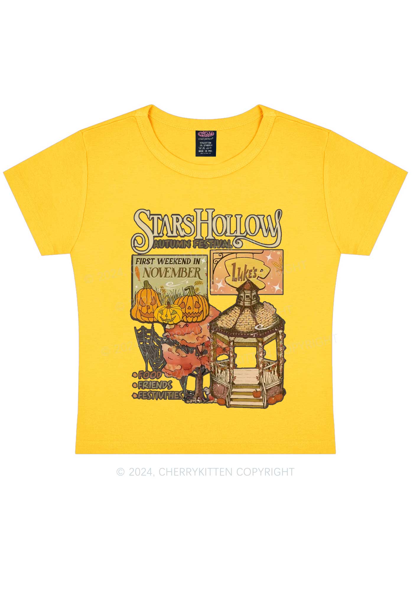 Halloween Stars Hollow Y2K Baby Tee Cherrykitten