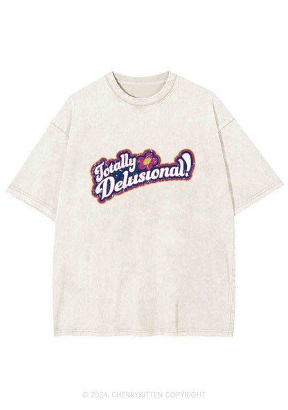 Totally Delusional Y2K Washed Tee Cherrykitten