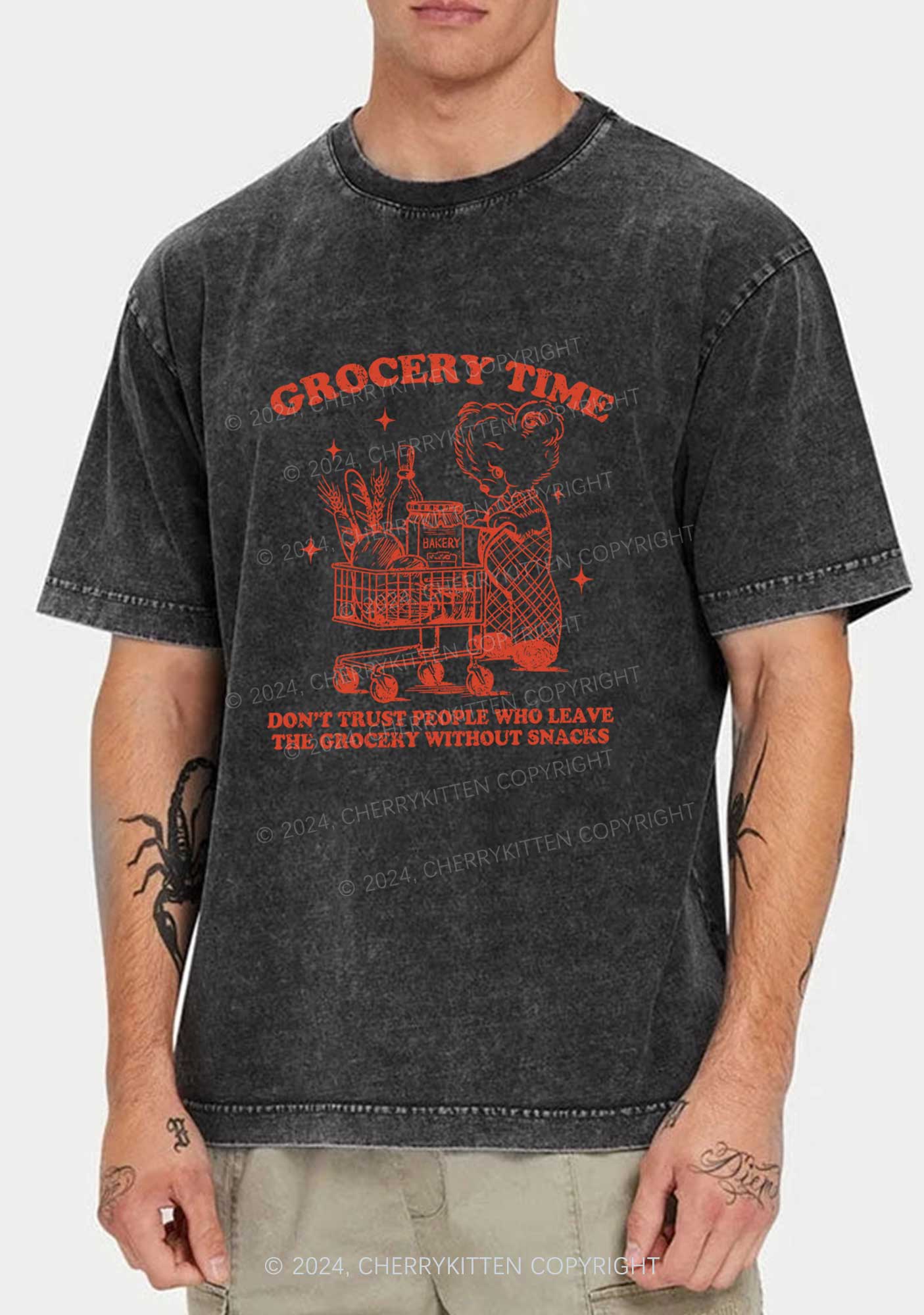 Grocery Time Y2K Washed Tee Cherrykitten