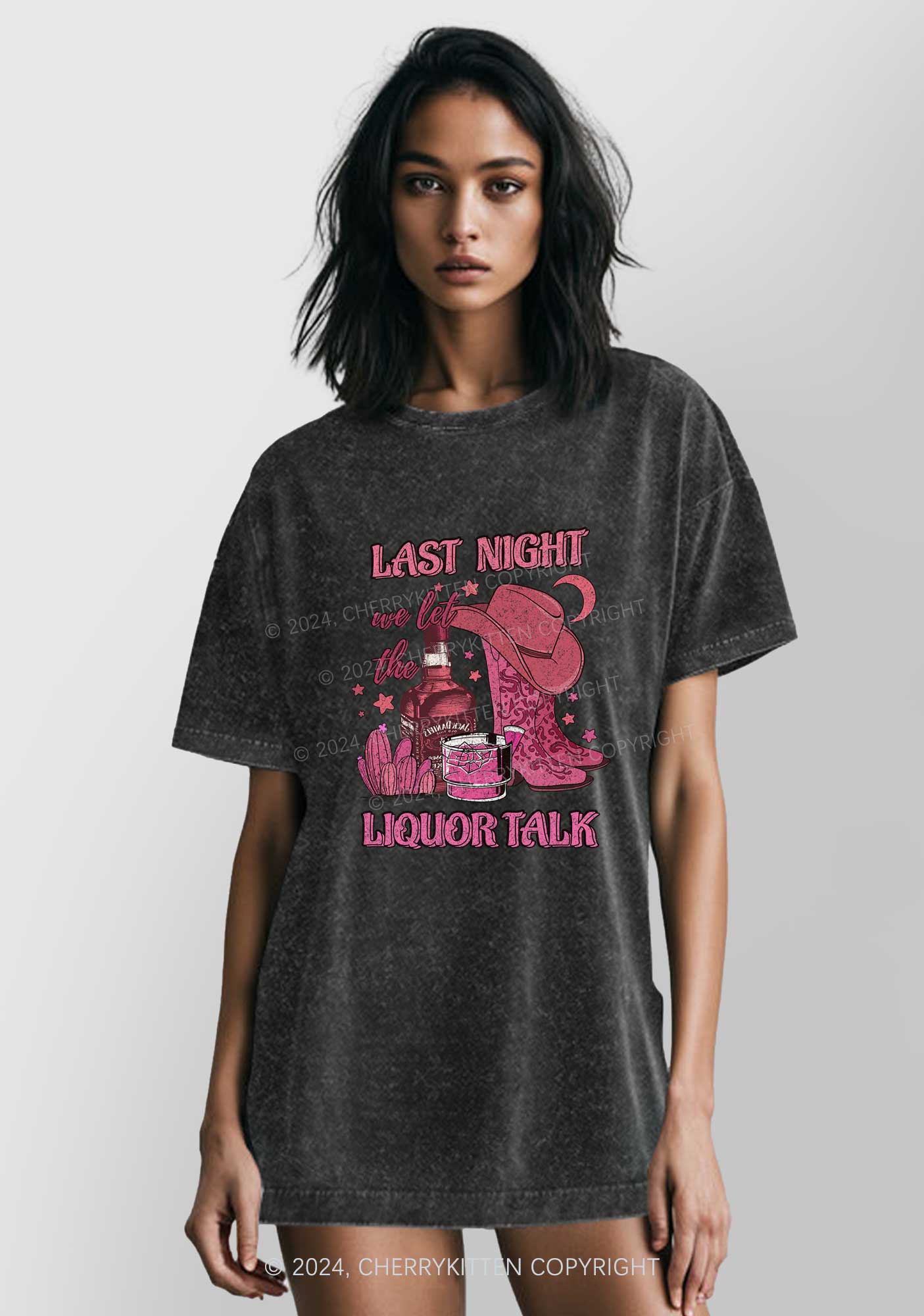 Liquor Talk Y2K Washed Tee Cherrykitten